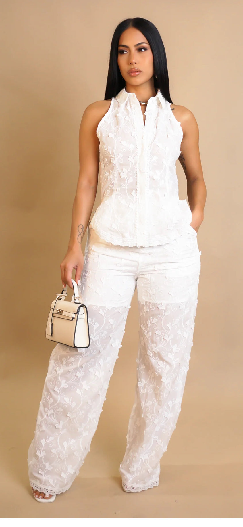 Classy White 2 piece Set