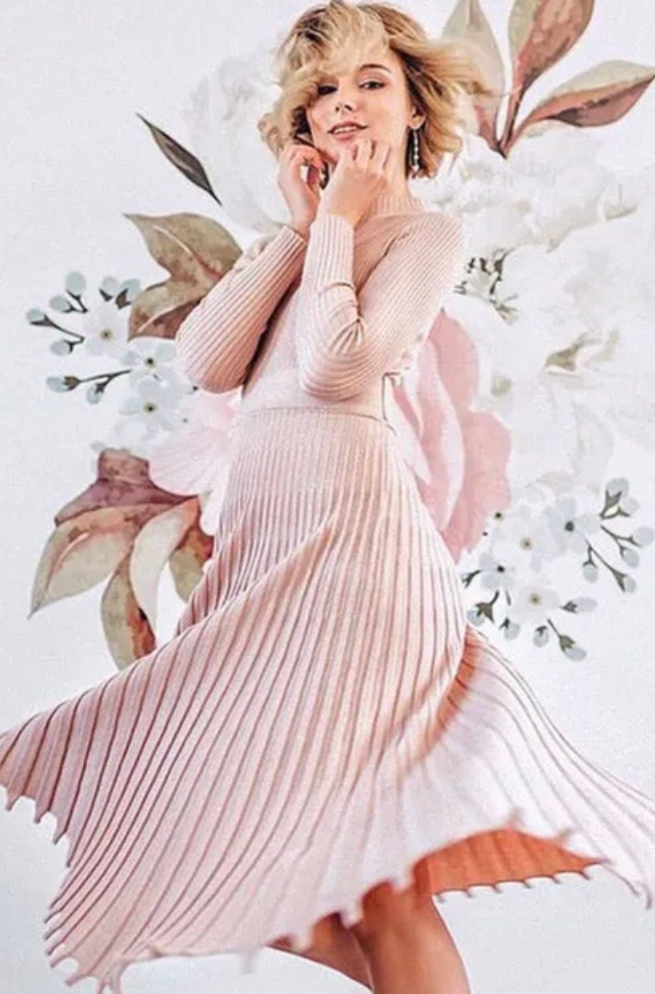 Classy Peach Sweater Dress