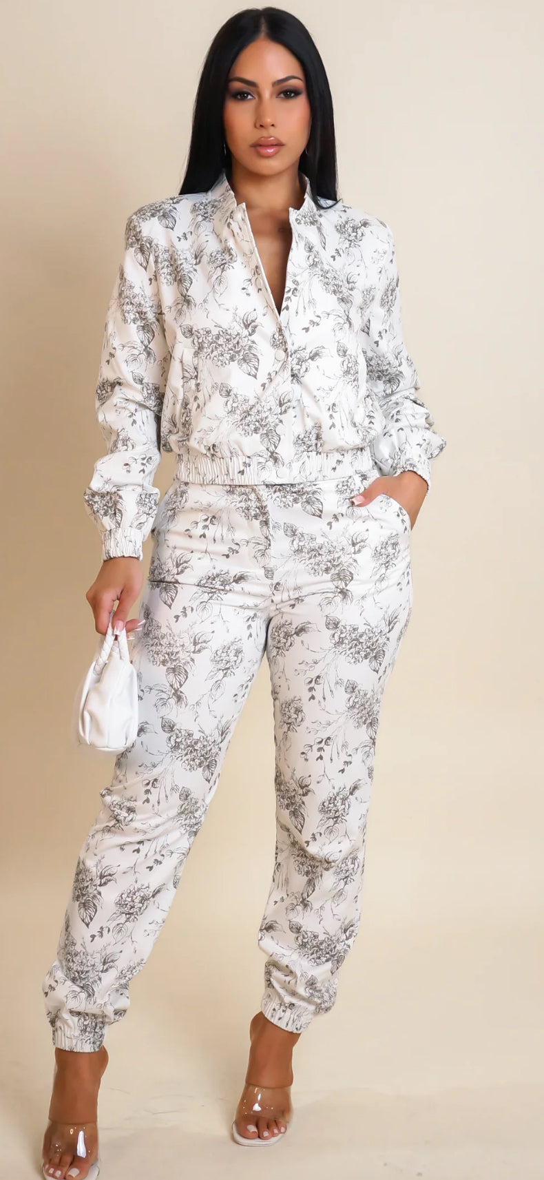 Classy White Floral 2 piece set