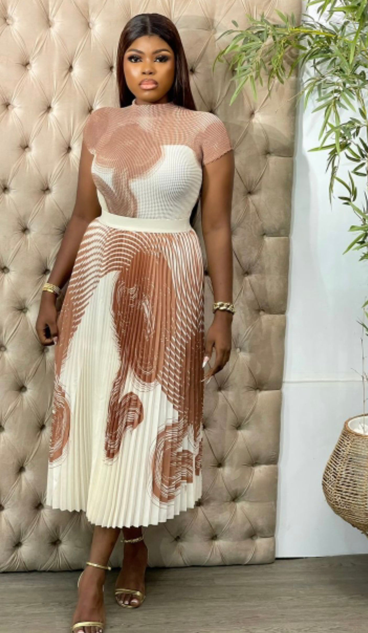 Classy 2pc Tan Print