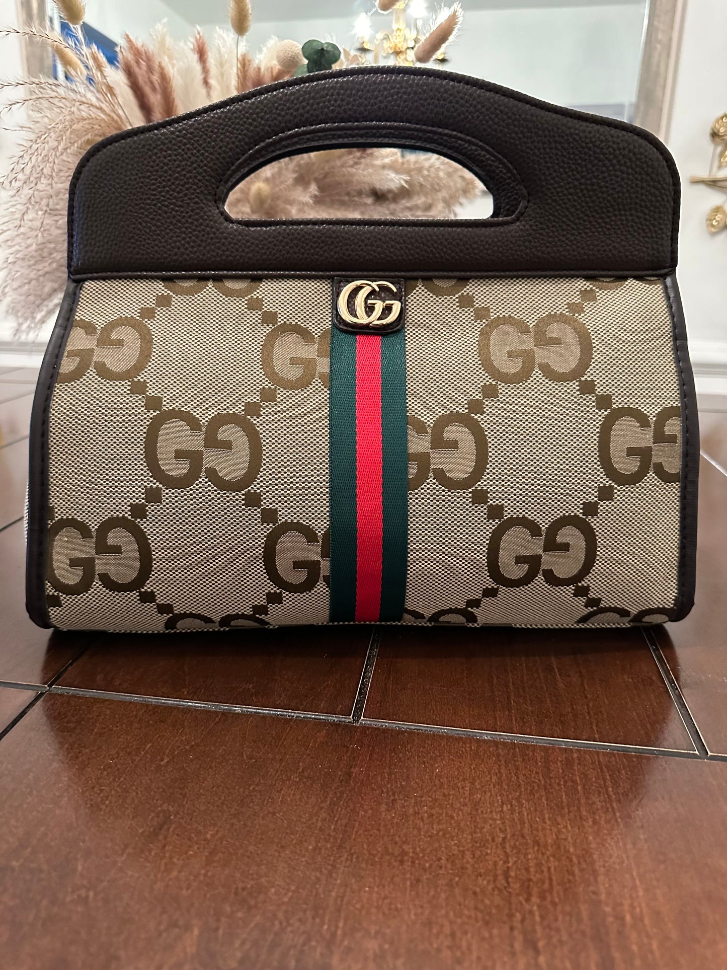 Classy Double G Brown Signature Clutch