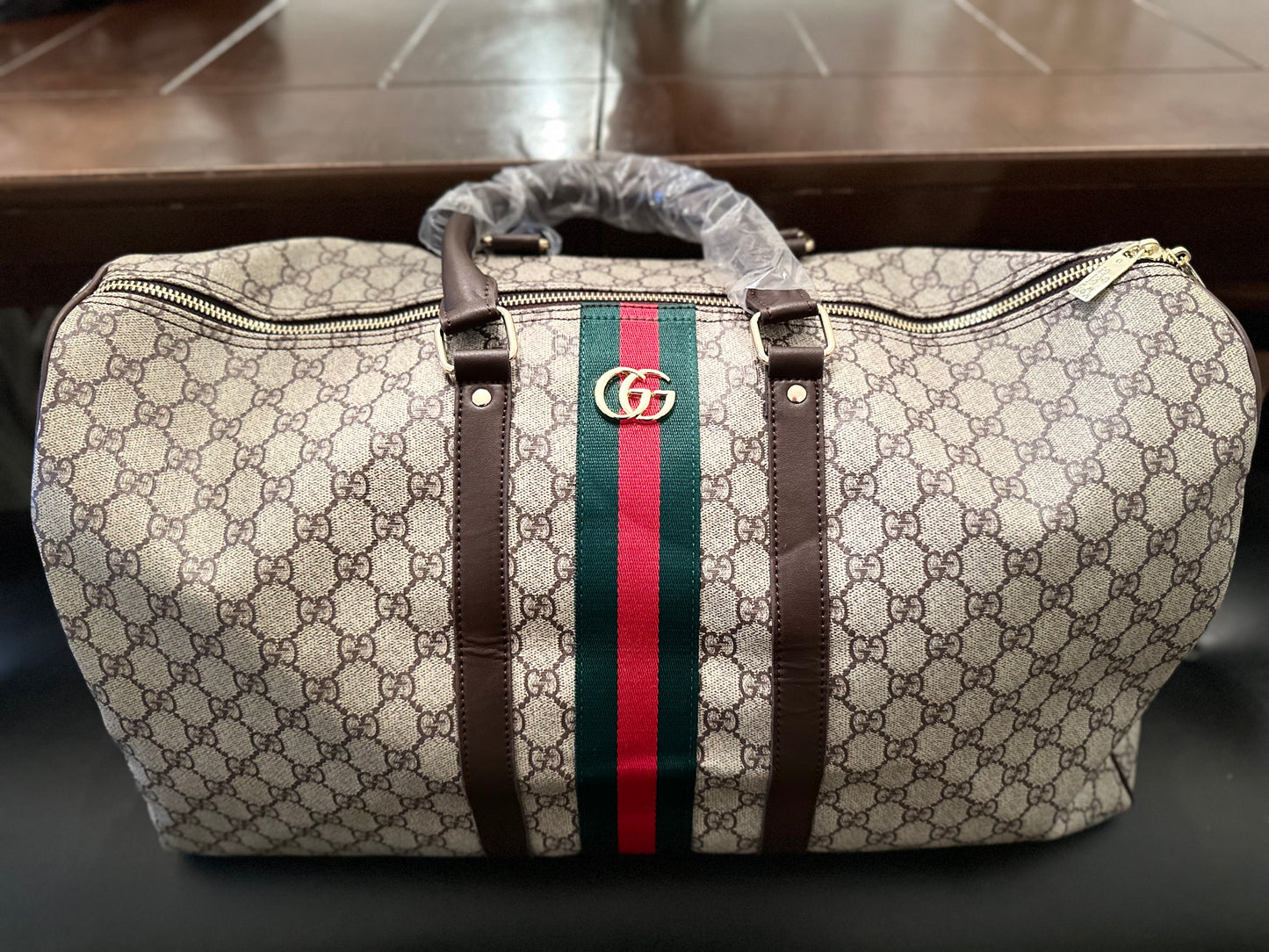 Classy Double G Brown Duffle