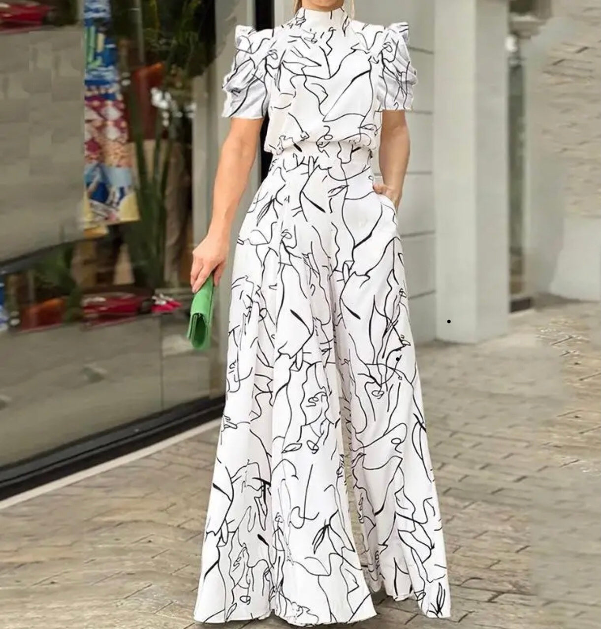 Classy White/Black Jumpsuit