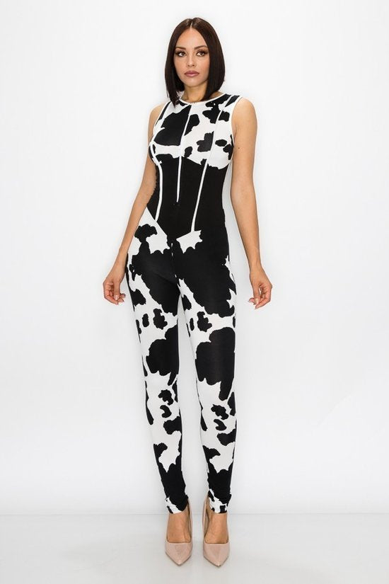 Classy Cow Print Jumpsuit