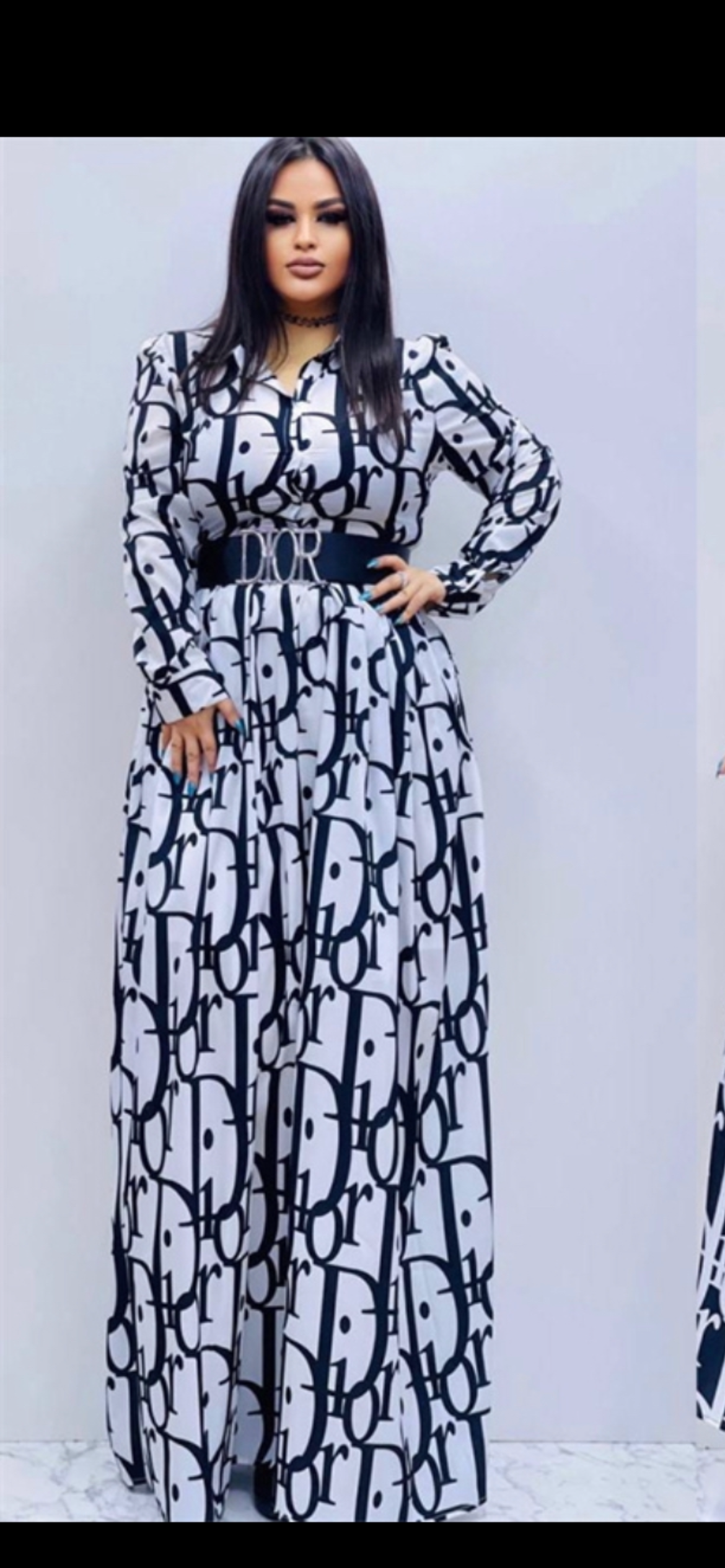 Classy CD White & Navy Dress