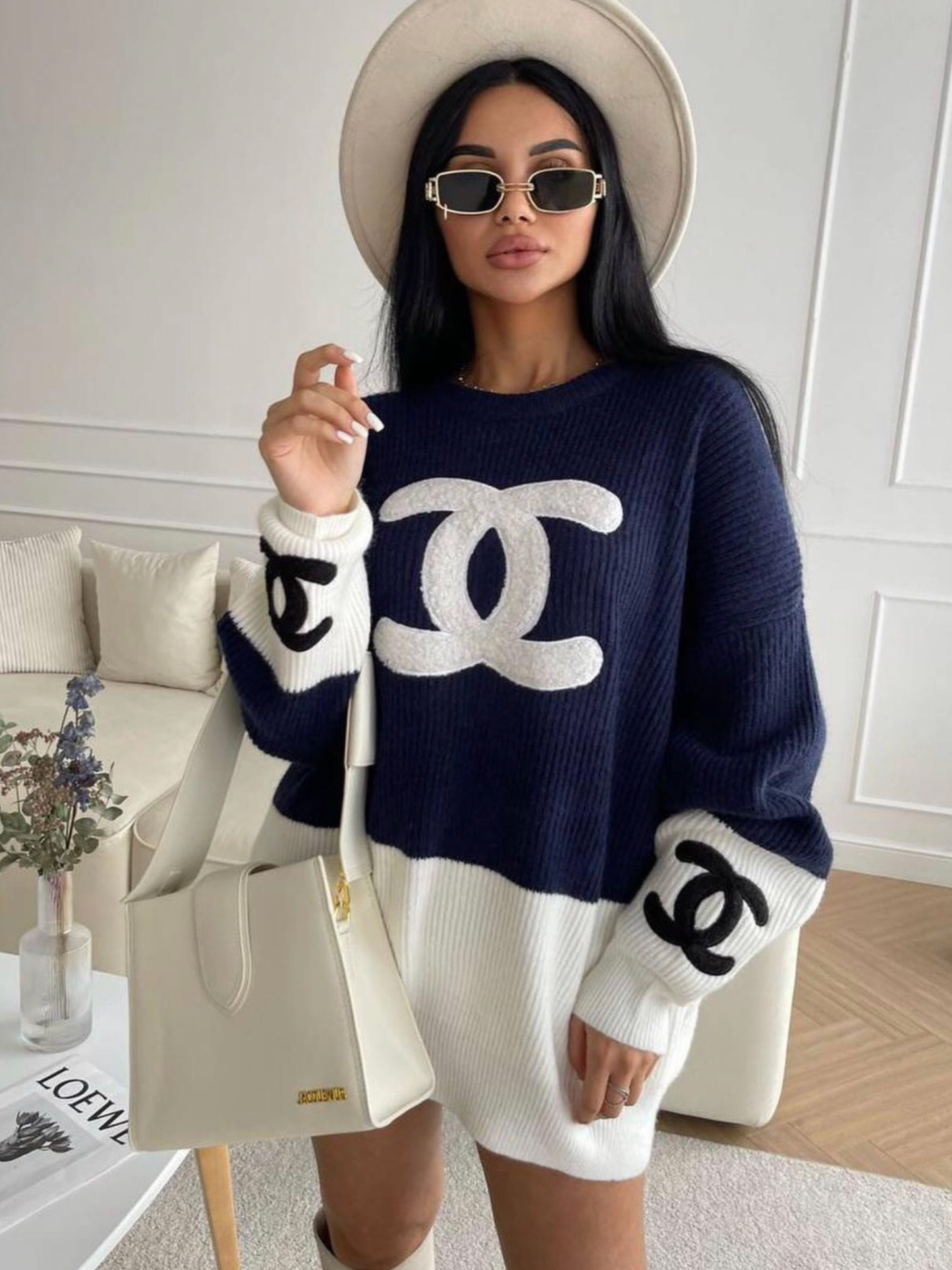 Classy Navy Double C Sweater