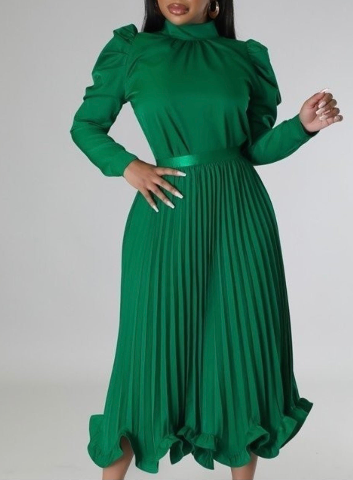 Classy Green 2piece Pleated Set