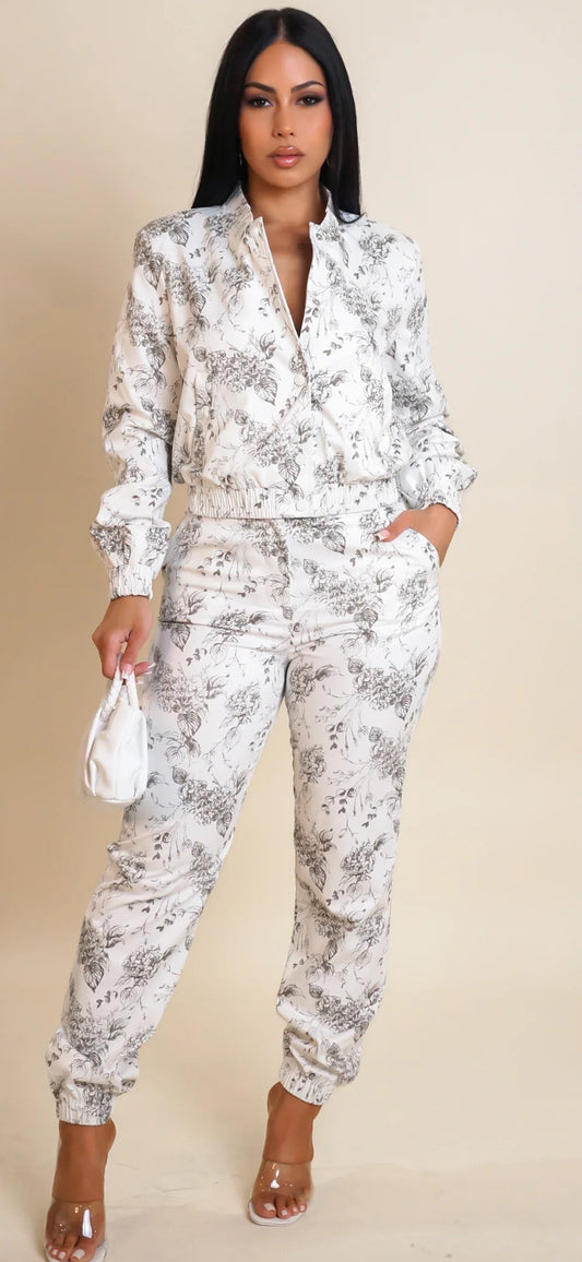 Classy White Floral 2 piece set