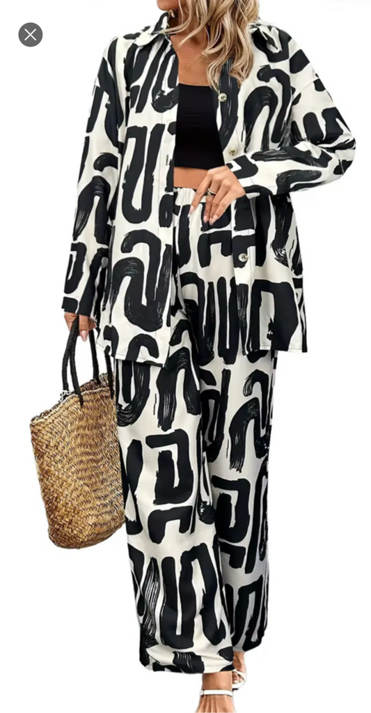 Classy Black & White 2piece Set